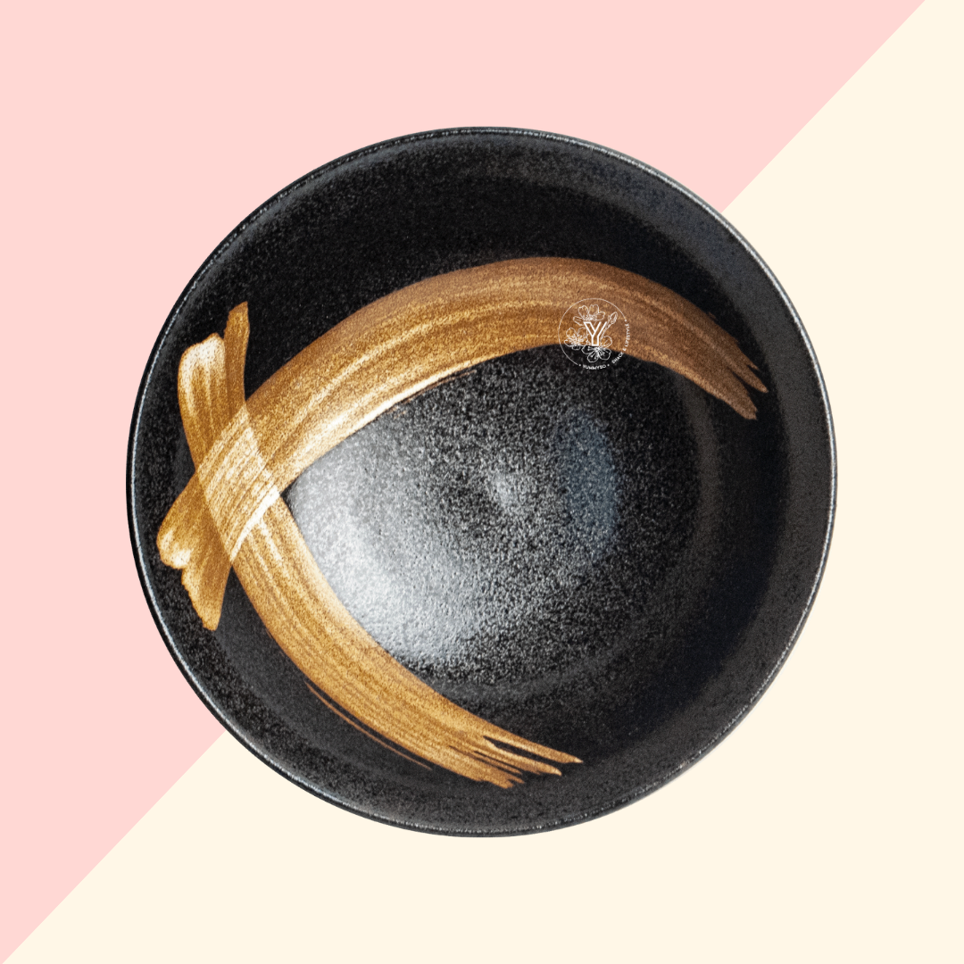 Bol Ramen Noir et Doré - Bol Céramique Japonais