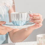 Tasse avec Soucoupe Coquillage - Bleu Nacré