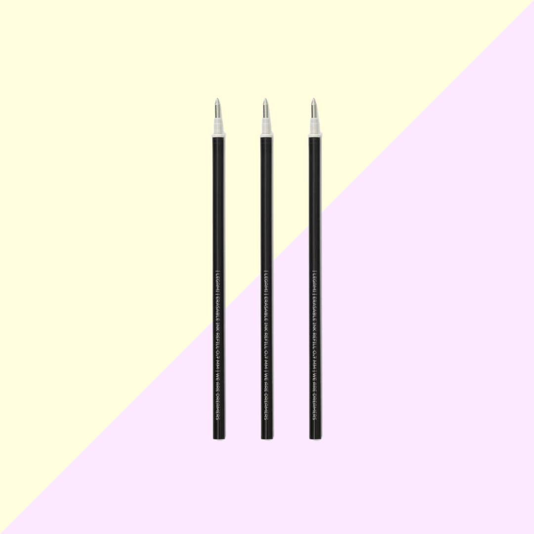 3 Recharges Noir pour Stylo à Encre Gel Effaçable - Legami