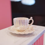 Tasse avec Soucoupe Coquillage - Blanc Nacré
