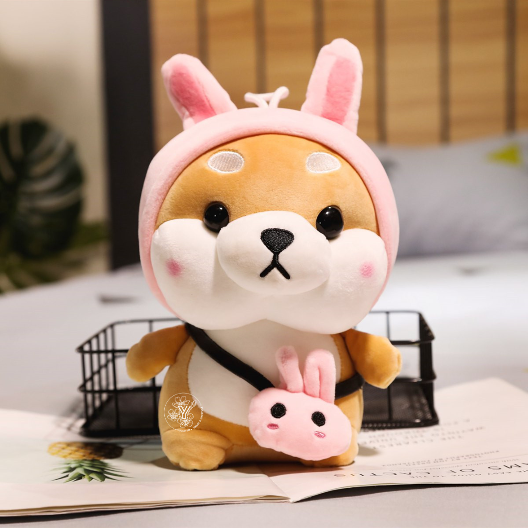 Peluche Shiba Lapin Rose