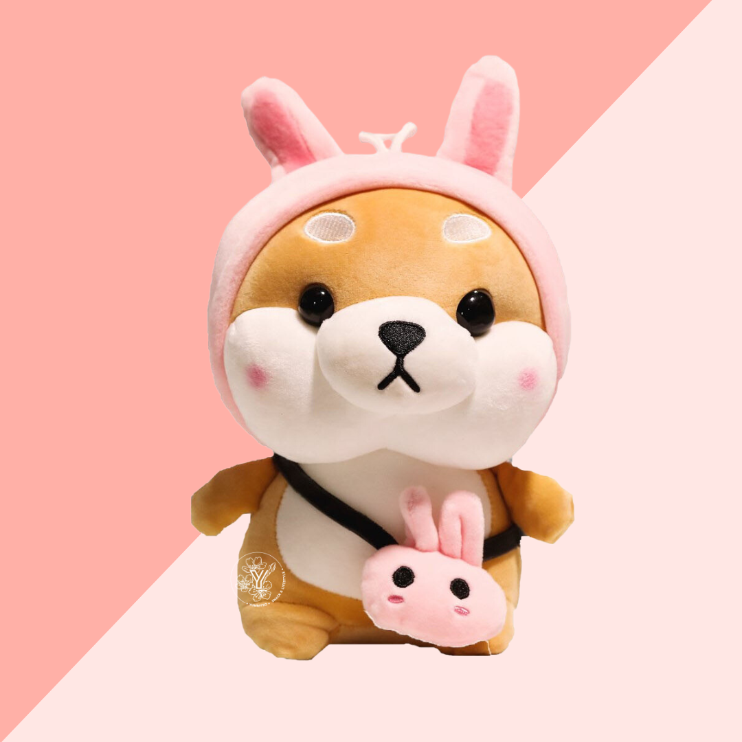 Peluche Shiba Lapin Rose