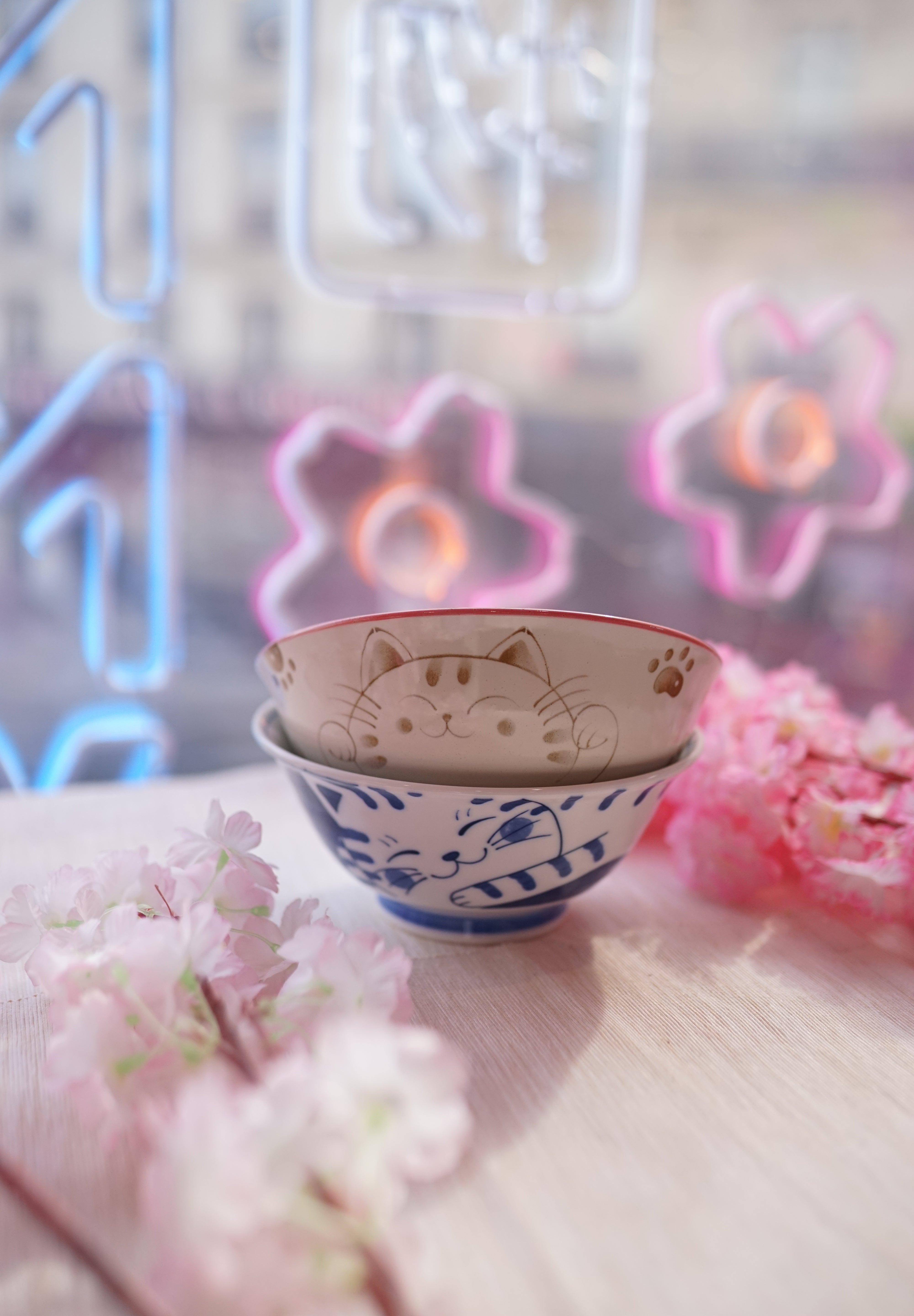 Bol Ramen 3 Chats Rose - Bol Céramique Japonais