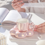 Tasse avec Soucoupe Fleur - Rose Nacré