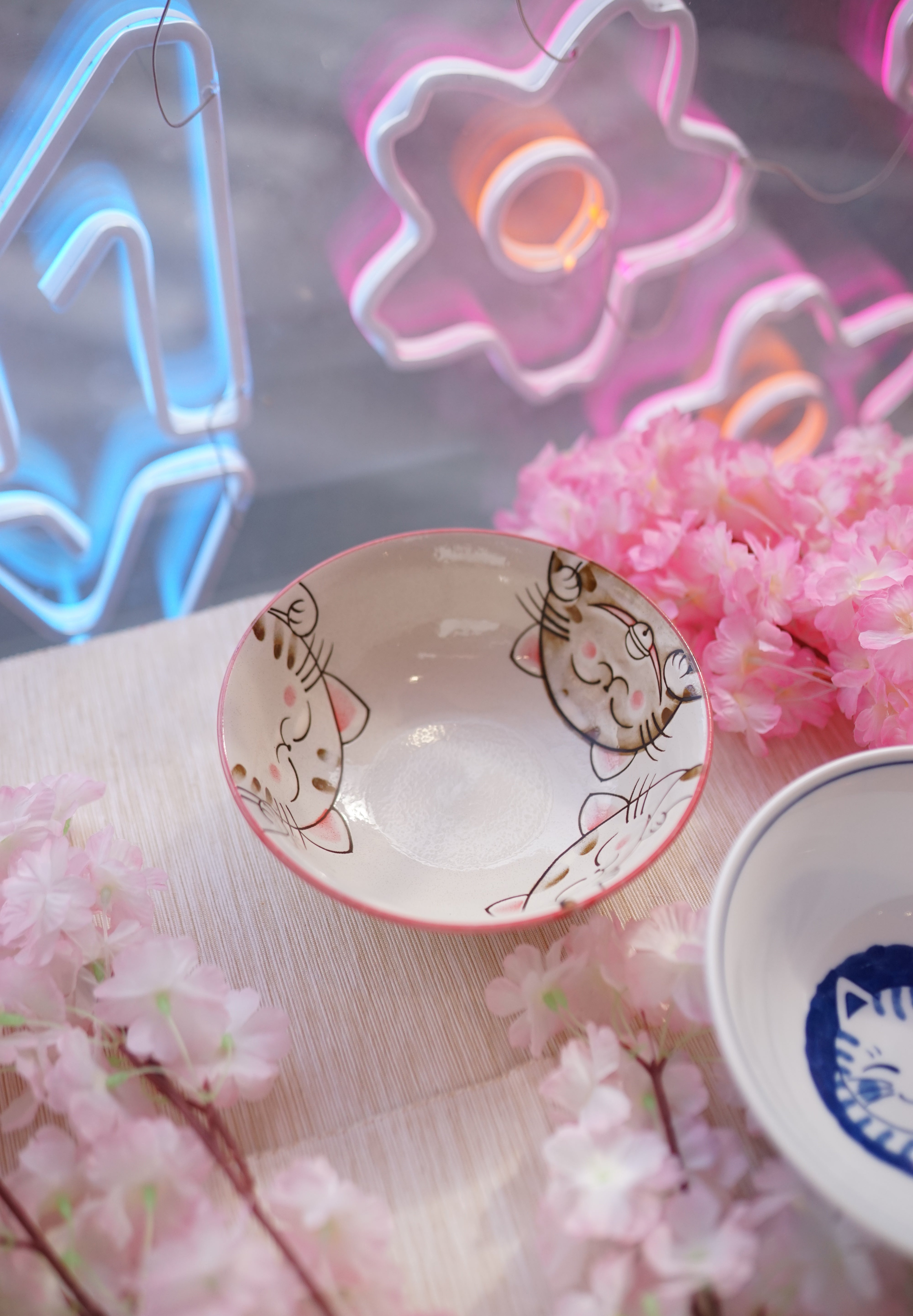 Bol Ramen 3 Chats Rose - Bol Céramique Japonais
