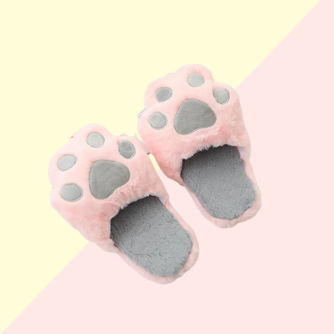 Pantoufle Chat Rose - Chaussons Patte de Chat Kawaii