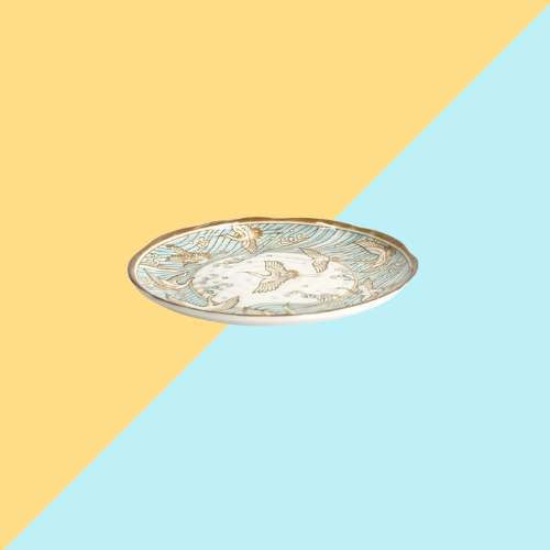 Assiette Grue Bleu- Assiette Céramique Japonais