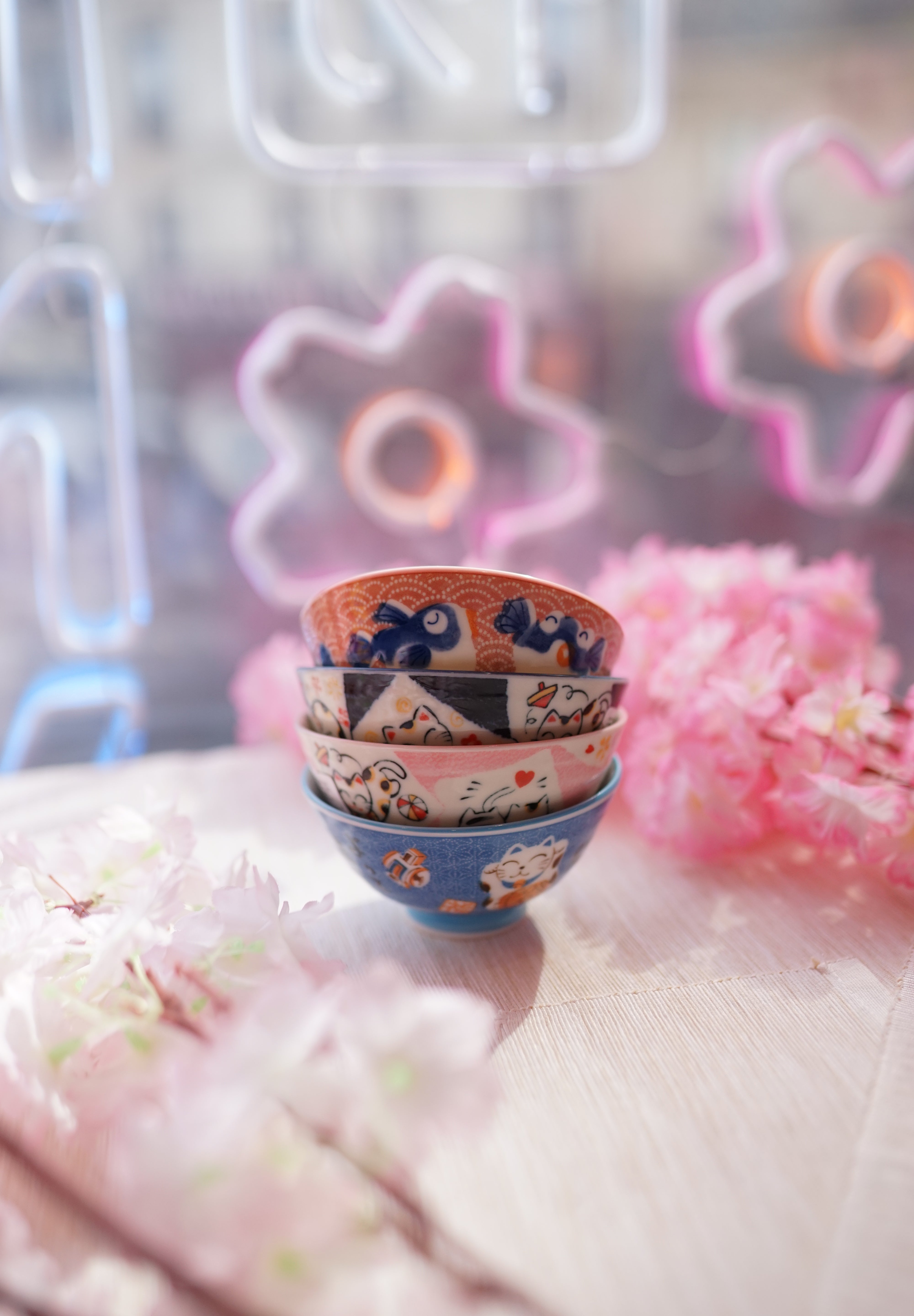 Mini Bol Japonais Kawaii - Lucky Cat Rose