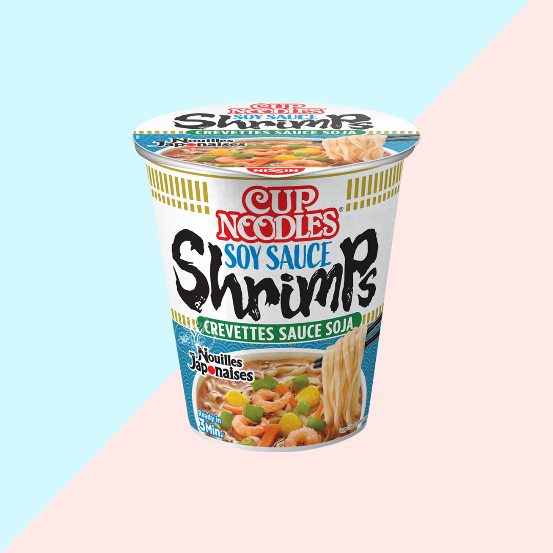 Nissin cup noodles crevette et sauce soja 63g - Nouilles Instantanées En Bol