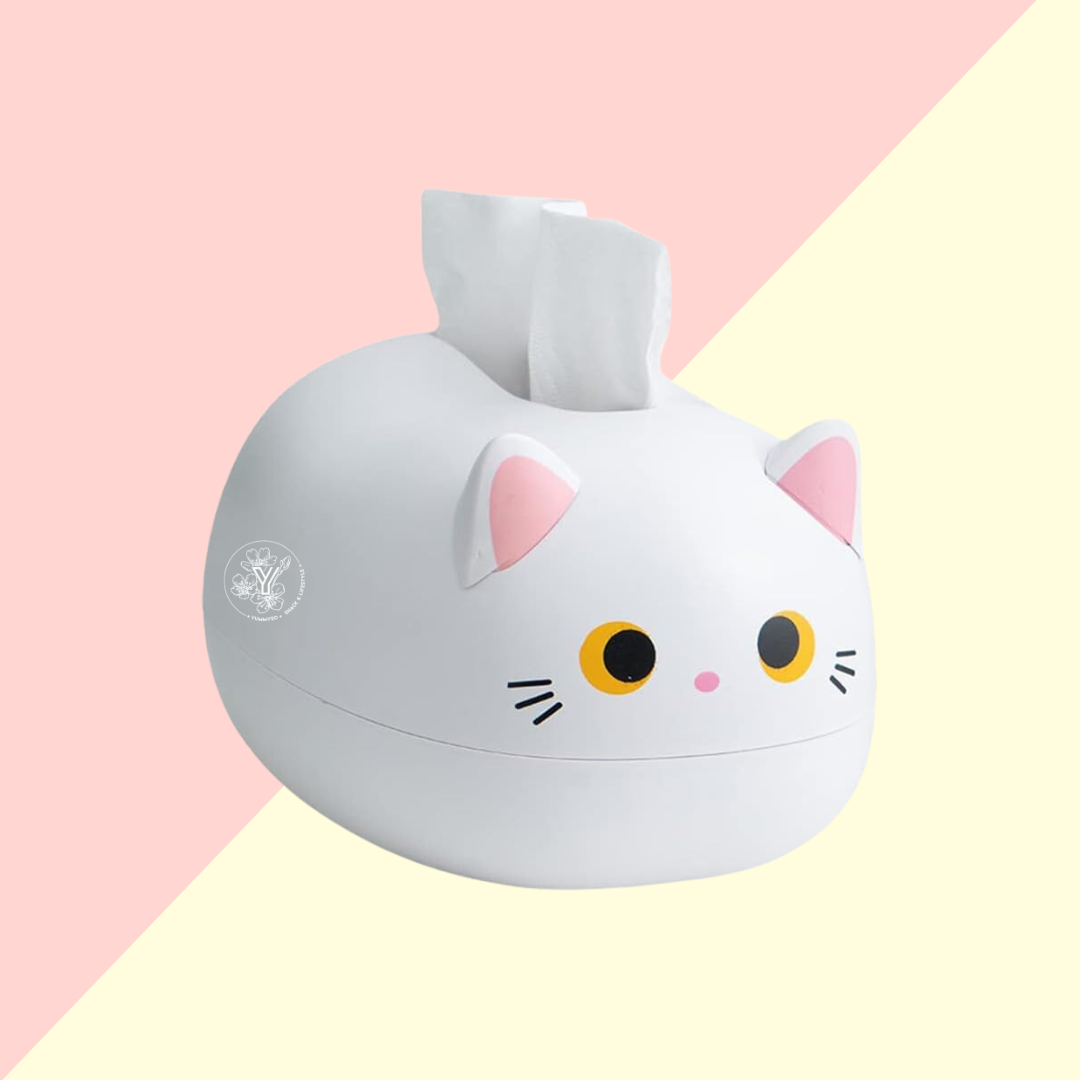 Boîte à Mouchoirs Chat Blanc