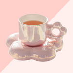 Tasse avec Soucoupe Fleur - Rose Nacré