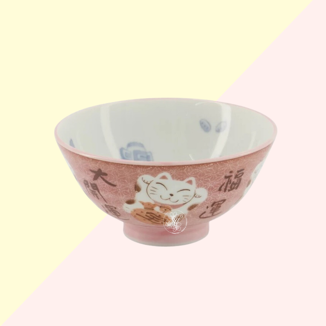 Mini Bol Japonais Kawaii - Lucky Cat Rose