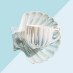 Tasse avec Soucoupe Coquillage - Bleu Nacré
