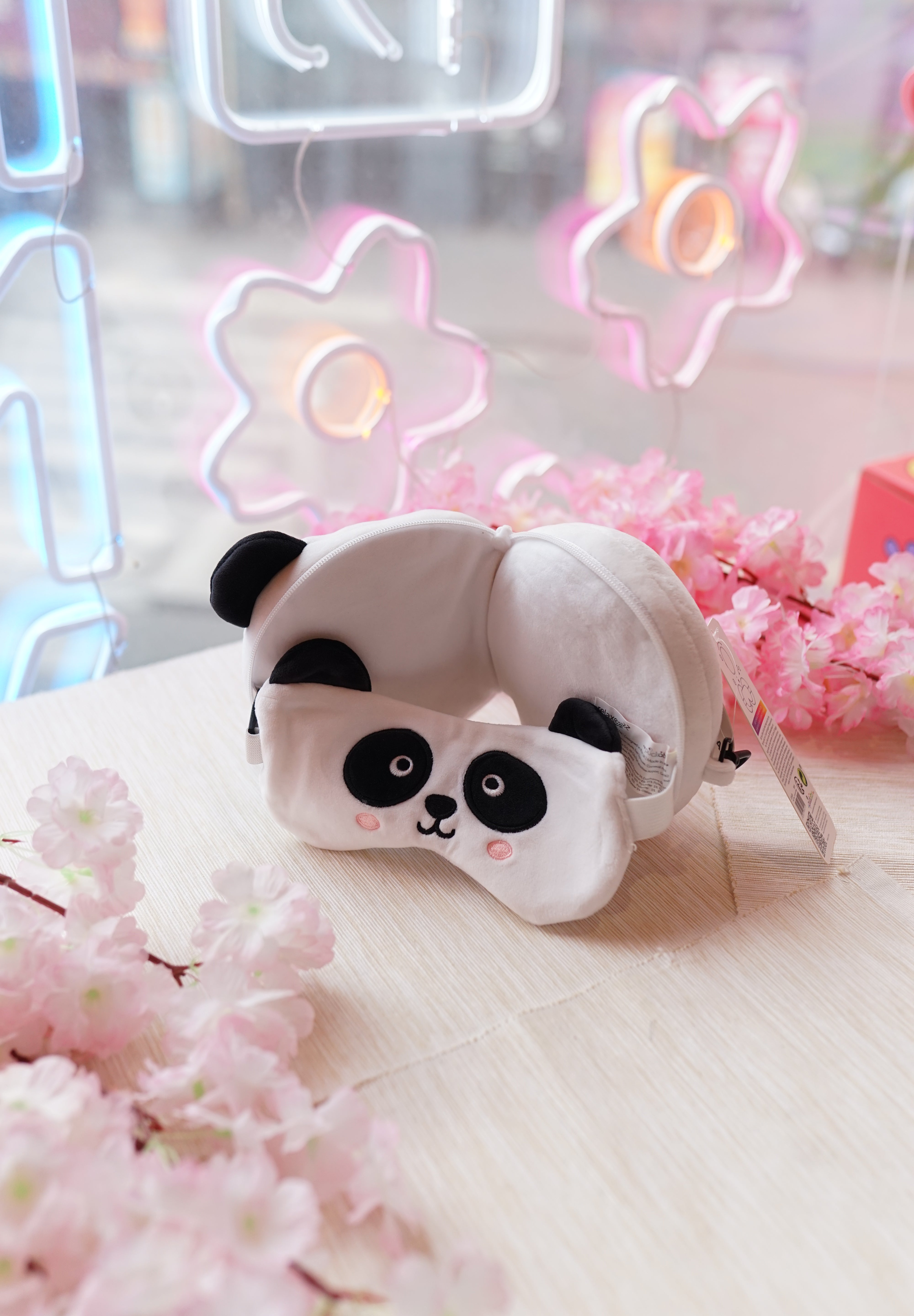 Coussin de Voyage 2-en-1 avec Masque Yeux - Panda
