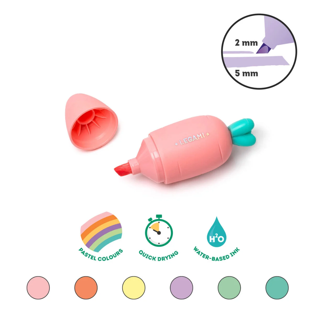 Set de 6 Mini Surligneurs - Carotte