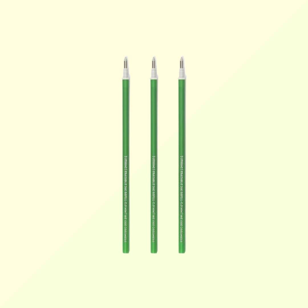 3 Recharges Vert pour Stylo à Encre Gel Effaçable - Legami