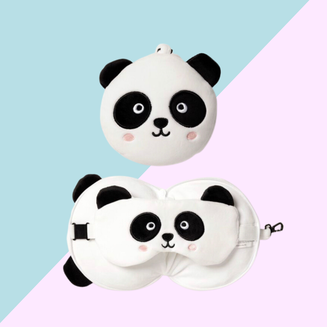 Coussin de Voyage 2-en-1 avec Masque Yeux - Panda