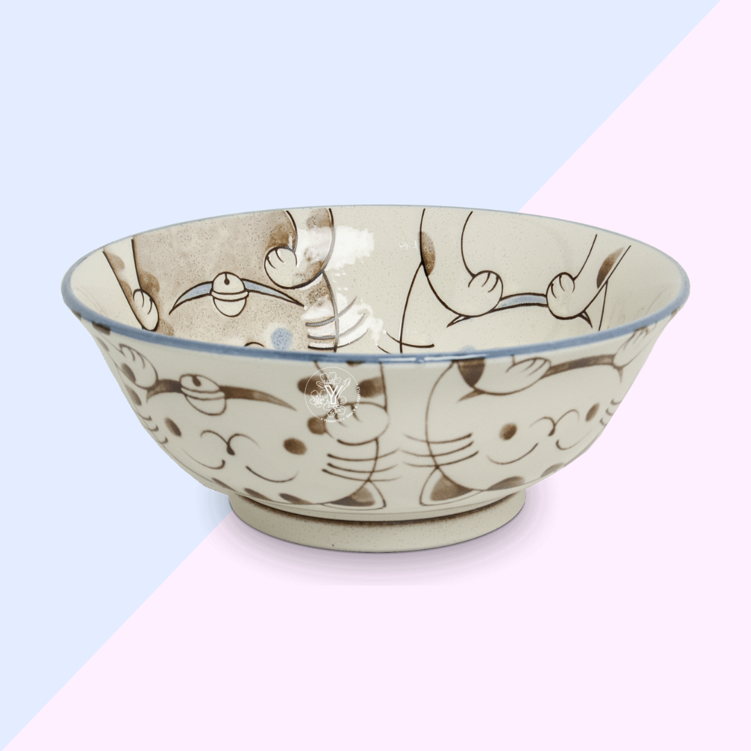 Bol Ramen 3 Chats Bleu - Bol Céramique Japonais