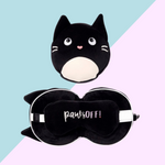 Coussin de Voyage 2-en-1 avec Masque Yeux - Kitty Noir