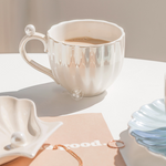 Tasse avec Soucoupe Coquillage - Blanc Nacré