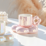 Tasse avec Soucoupe Fleur - Rose Nacré