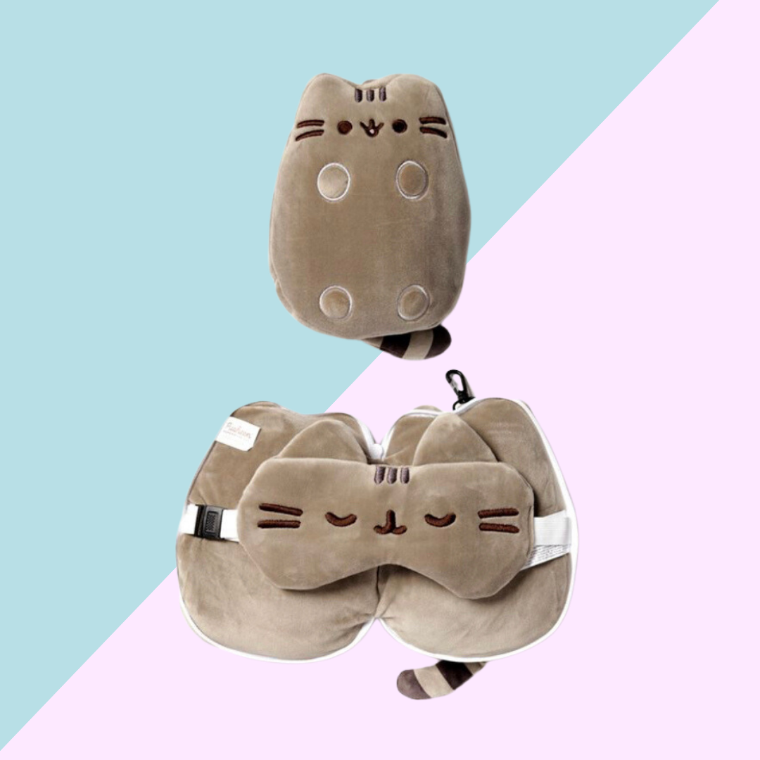 Coussin de Voyage 2-en-1 avec Masque Yeux - Pusheen