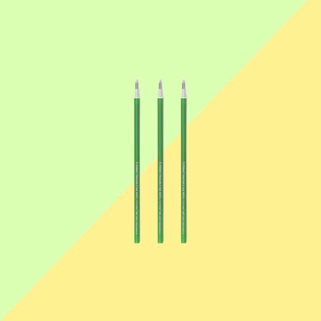 3 Recharges Vert pour Stylo à Encre Gel Effaçable - Legami