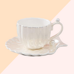 Tasse avec Soucoupe Coquillage - Blanc Nacré