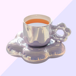 Tasse avec Soucoupe Fleur - Violet Nacré