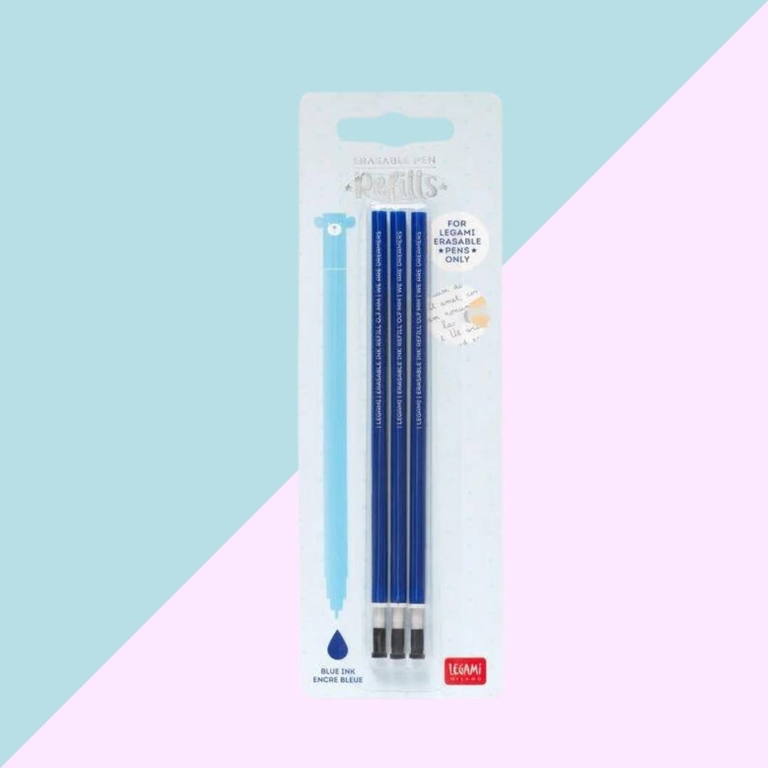3 Recharges Bleu pour Stylo à Encre Gel Effaçable - Legami