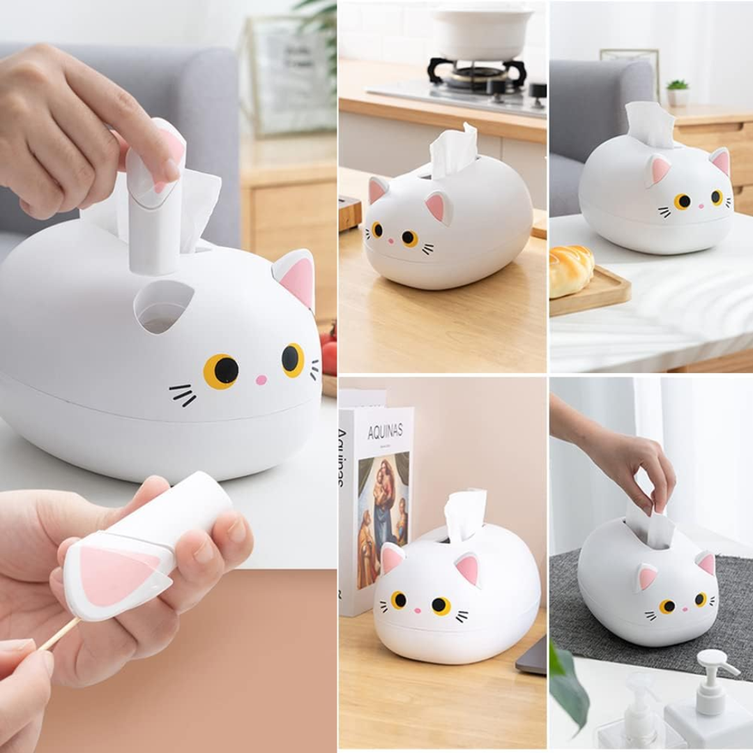 Boîte à Mouchoirs Chat Blanc