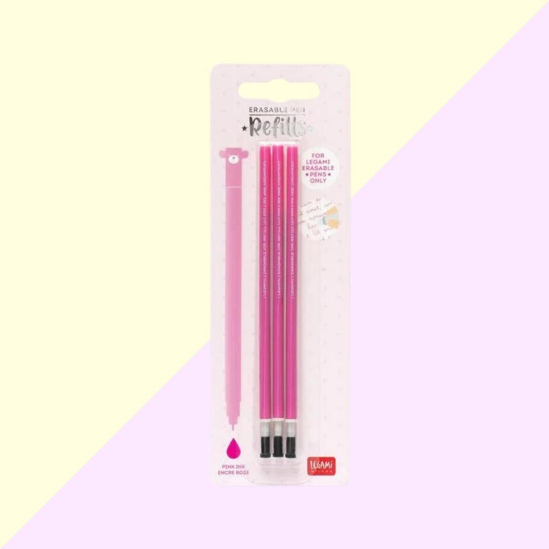3 Recharges Rose pour Stylo à Encre Gel Effaçable - Legami