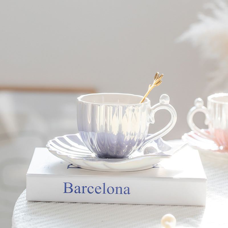 Tasse avec Soucoupe Coquillage - Violet Nacré
