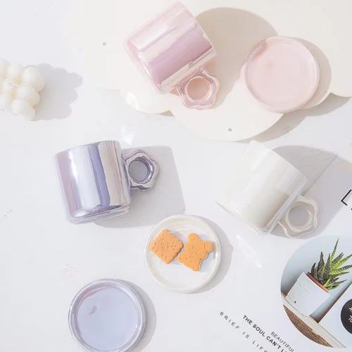 Mug avec Soucoupe Fleur - Rose Nacré