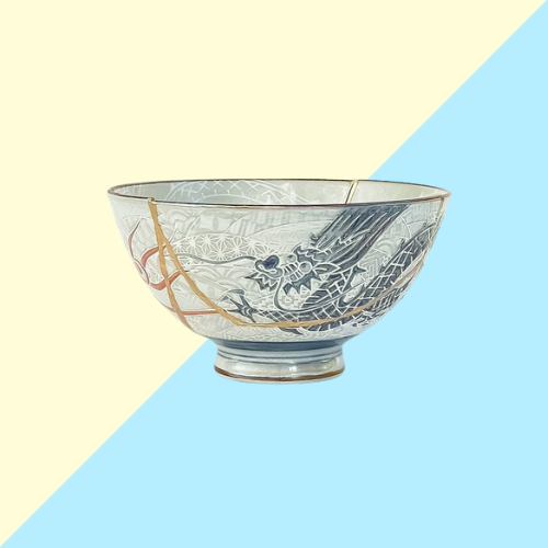 Bol Japonais Kintsugi Dragon  -  Bleu