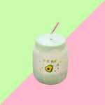 Tasse en Porcelaine avec Paille Kawaii - Jaune