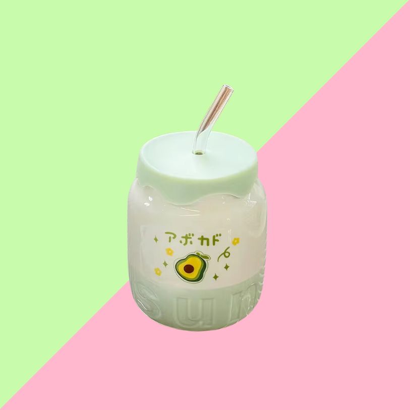 Tasse en Porcelaine avec Paille Kawaii - Jaune