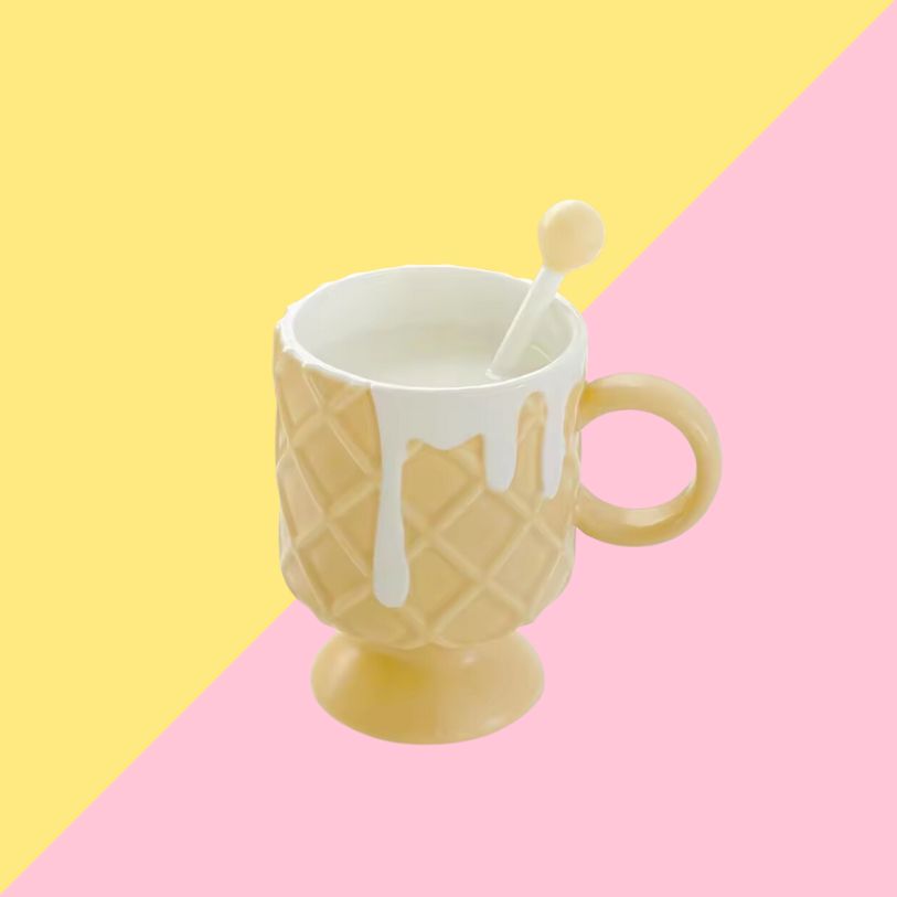 asse Kawaii Crème Glacée avec Cuillère - Marron