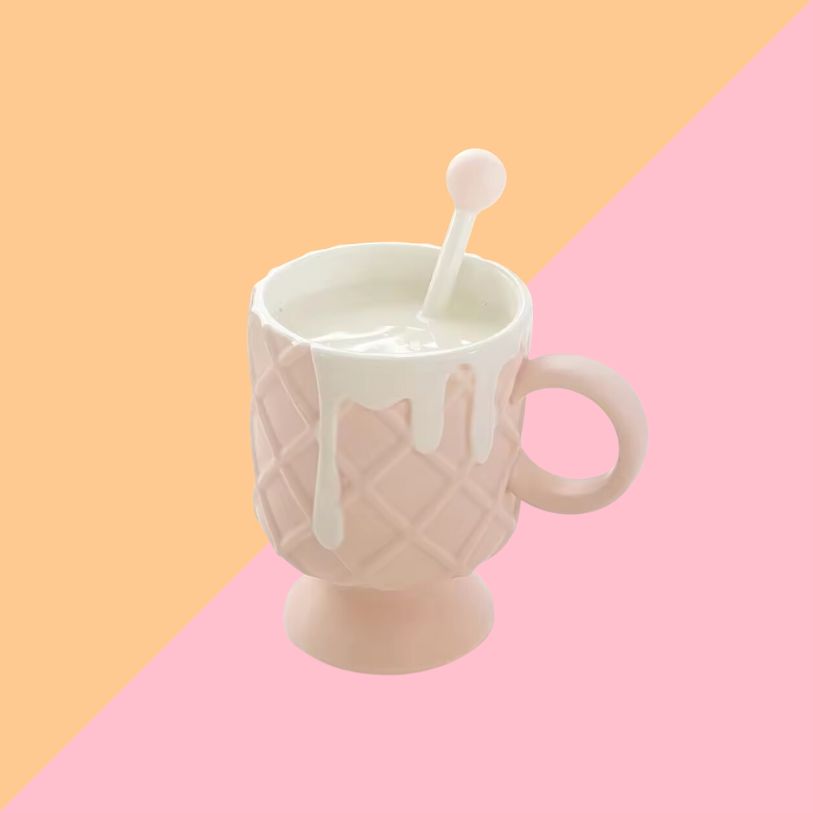 asse Kawaii Crème Glacée avec Cuillère - Marron