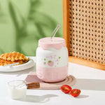 Tasse en Porcelaine avec Paille Kawaii - Jaune