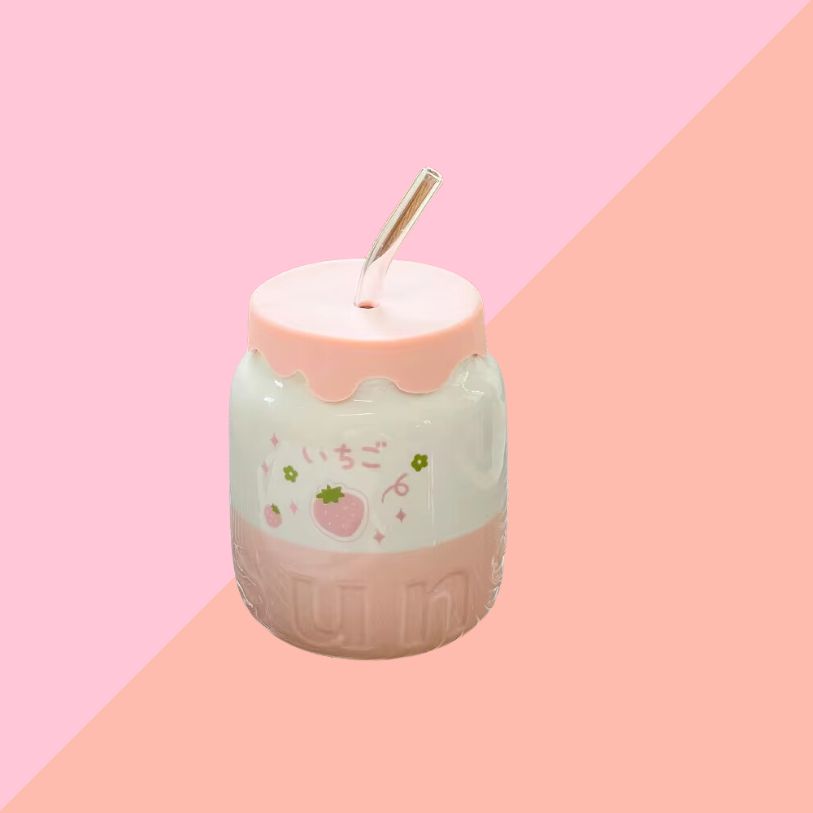 Tasse en Porcelaine avec Paille Kawaii - Jaune