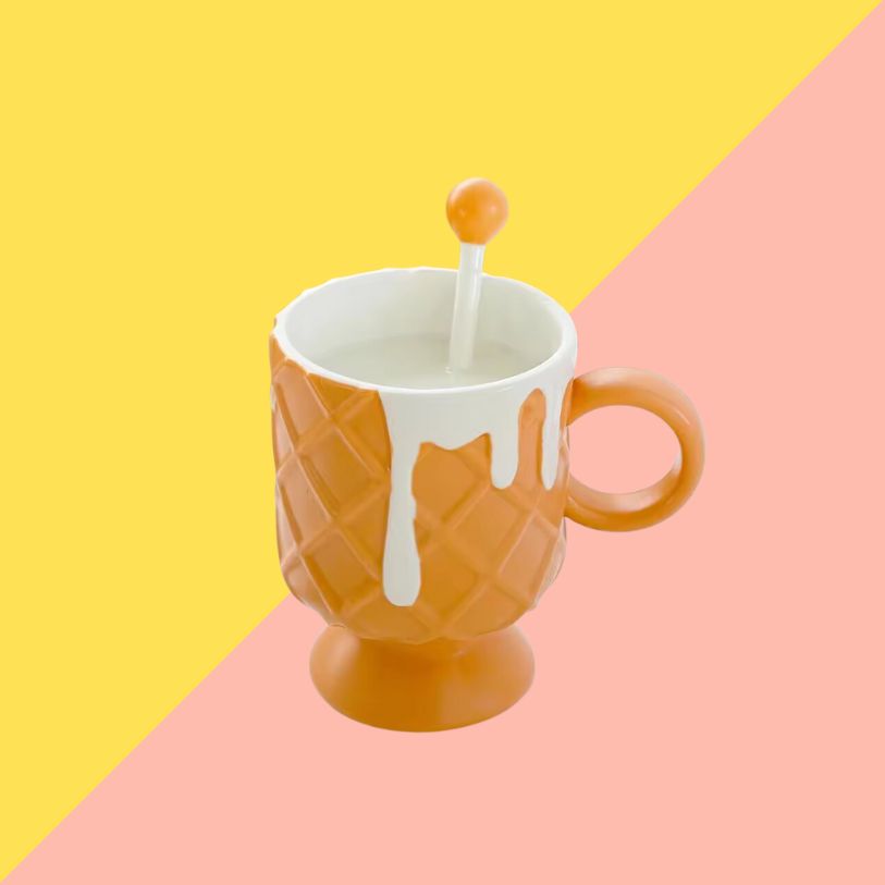 asse Kawaii Crème Glacée avec Cuillère - Marron