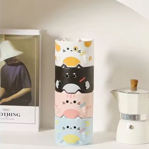 Tasse Chat Empilable - Noir
