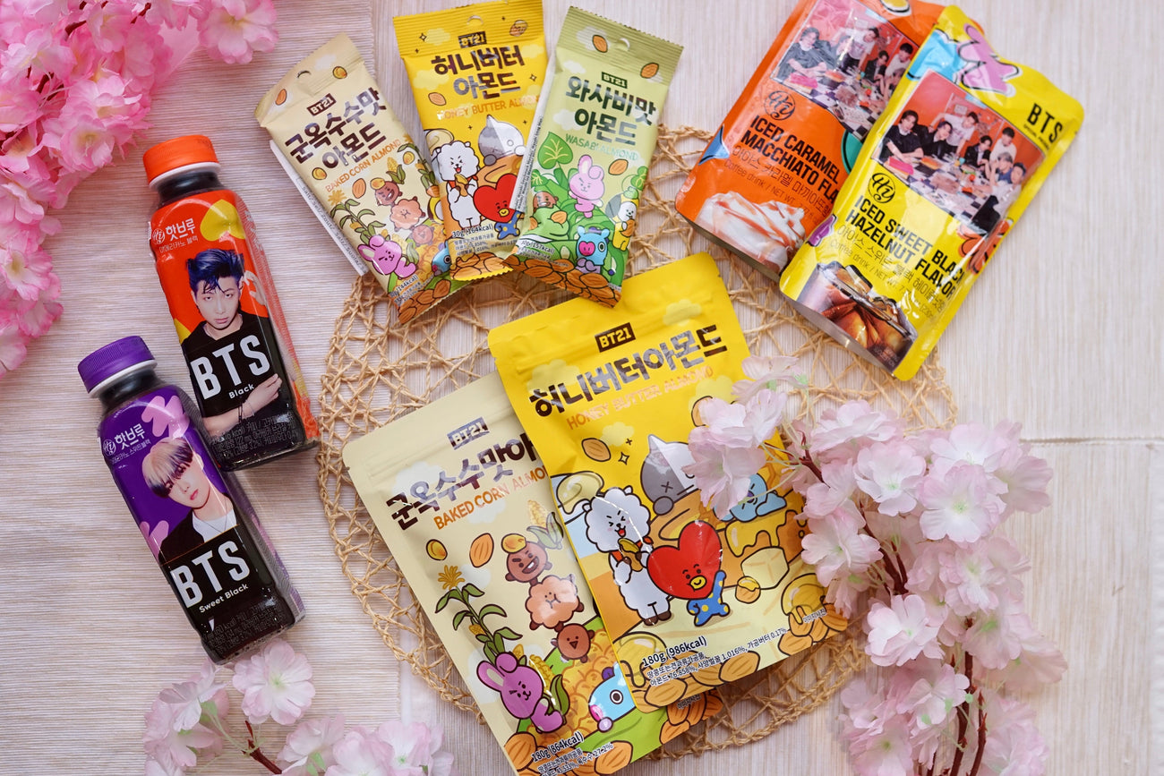Collection BT21 sur bureau kawaii - papeterie et peluches coréennes