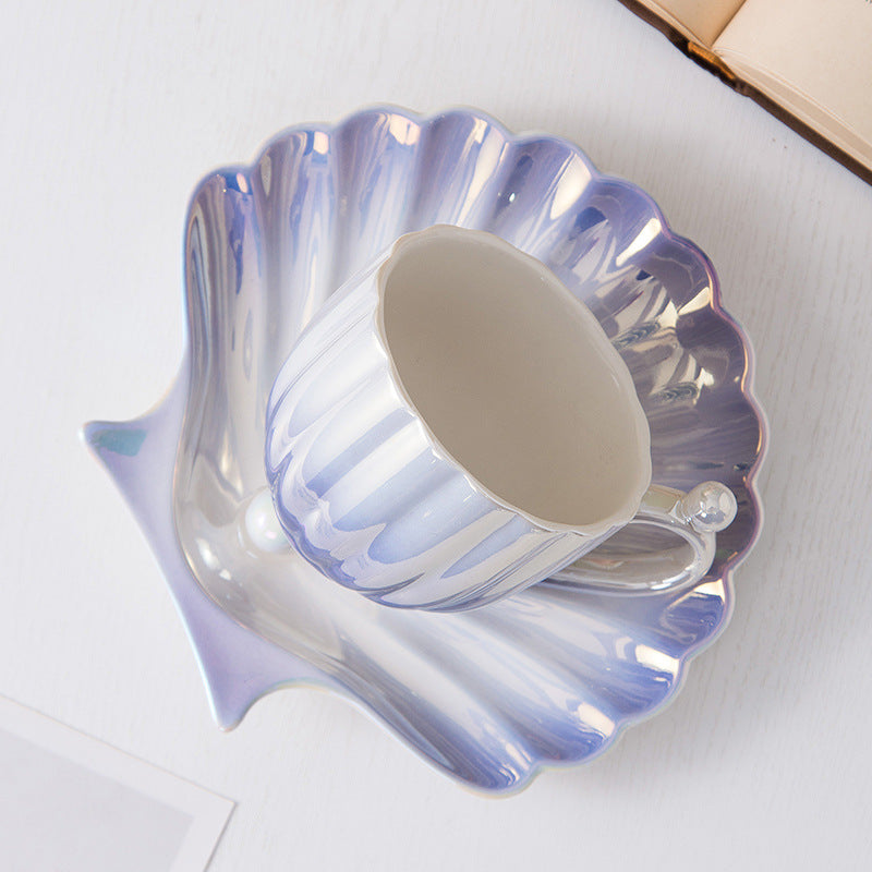 Tasse avec Soucoupe Coquillage - Violet Nacré