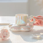 Tasse avec Soucoupe Fleur - Blanc Nacré