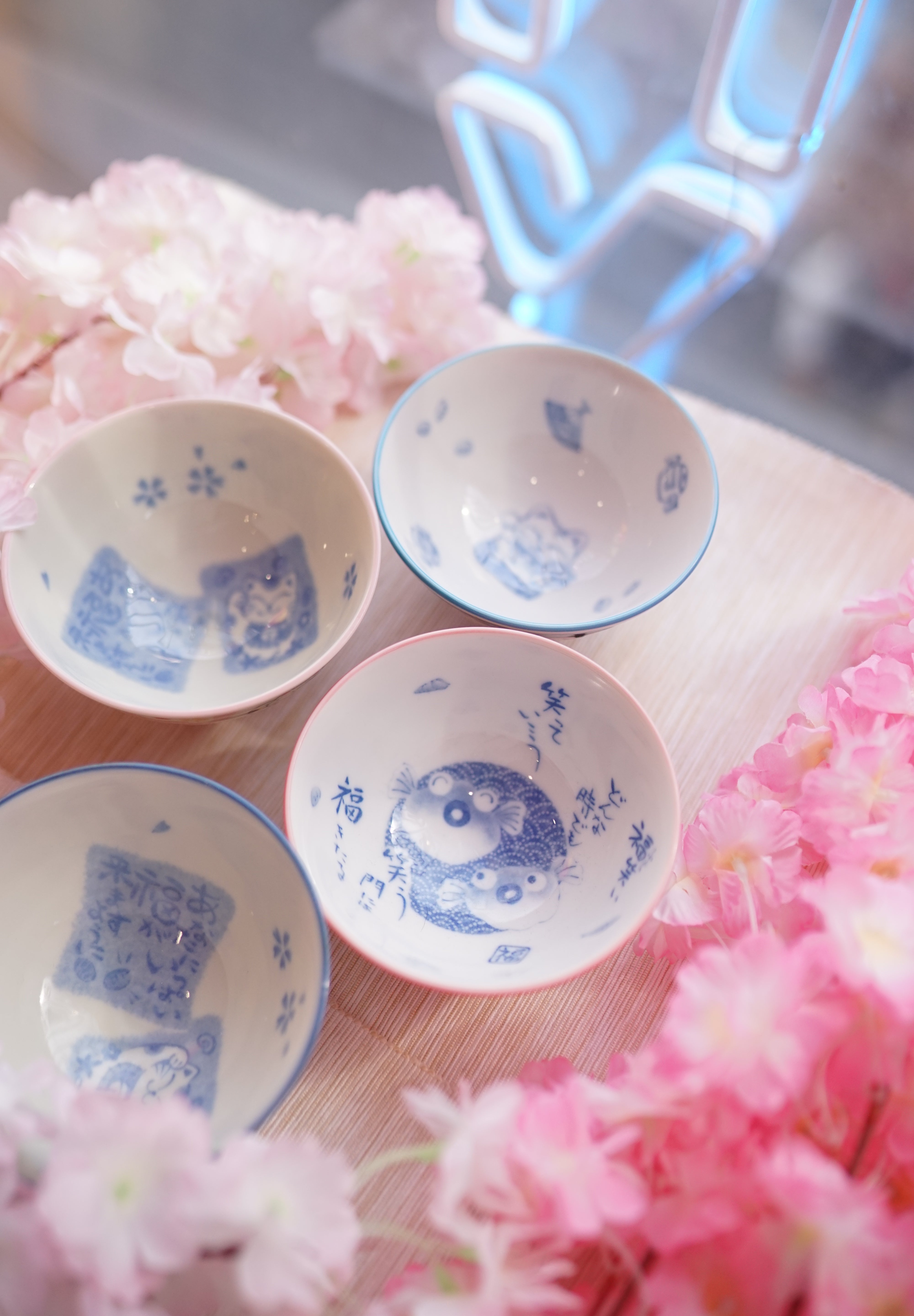 Mini Bol Japonais Kawaii - Neko Bleu Sombre
