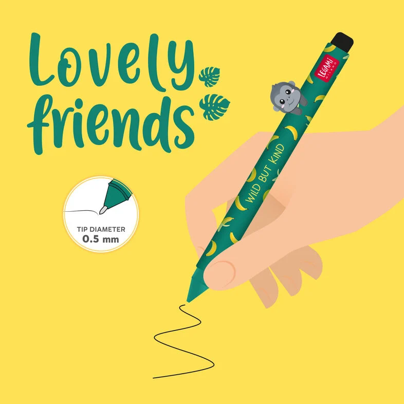 Crayon Legami gorille édition limitée au design original et amusant. Crayon de papeterie collector idéal pour écrire, dessiner et compléter une collection de fournitures scolaires kawaii. Une idée cadeau originale pour les fans de Legami et les amateurs de papeterie tendance.