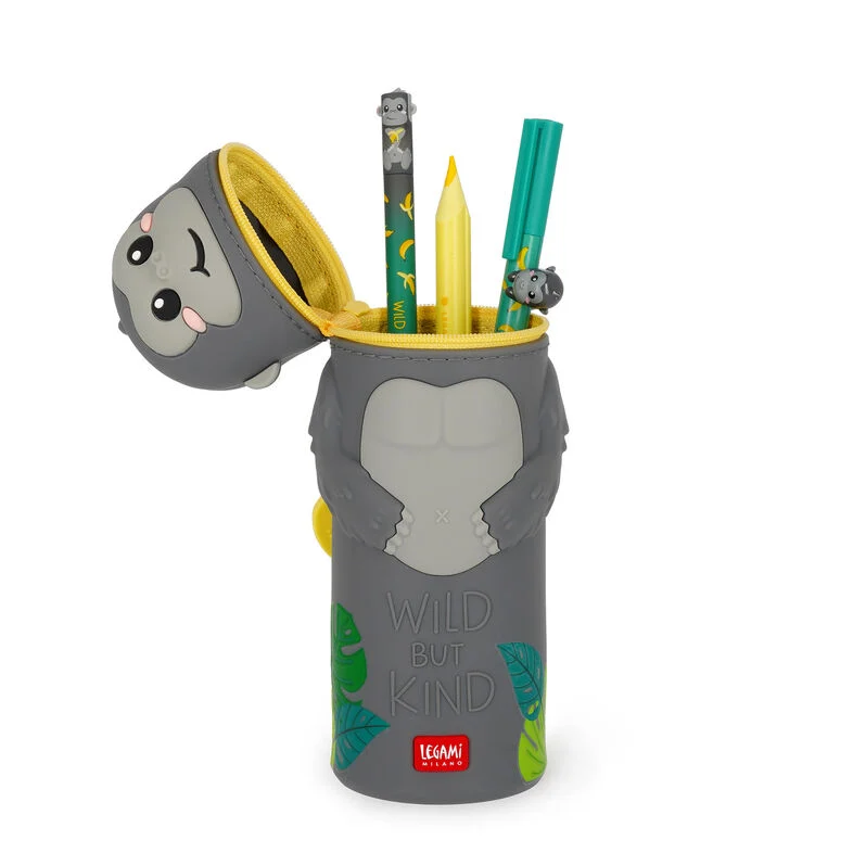Trousse Legami gorille au design original et amusant, idéale pour ranger stylos, crayons et fournitures scolaires. Accessoire de papeterie kawaii pratique et tendance, parfait pour l’école, le bureau ou comme idée cadeau pour les fans de la marque Legami.