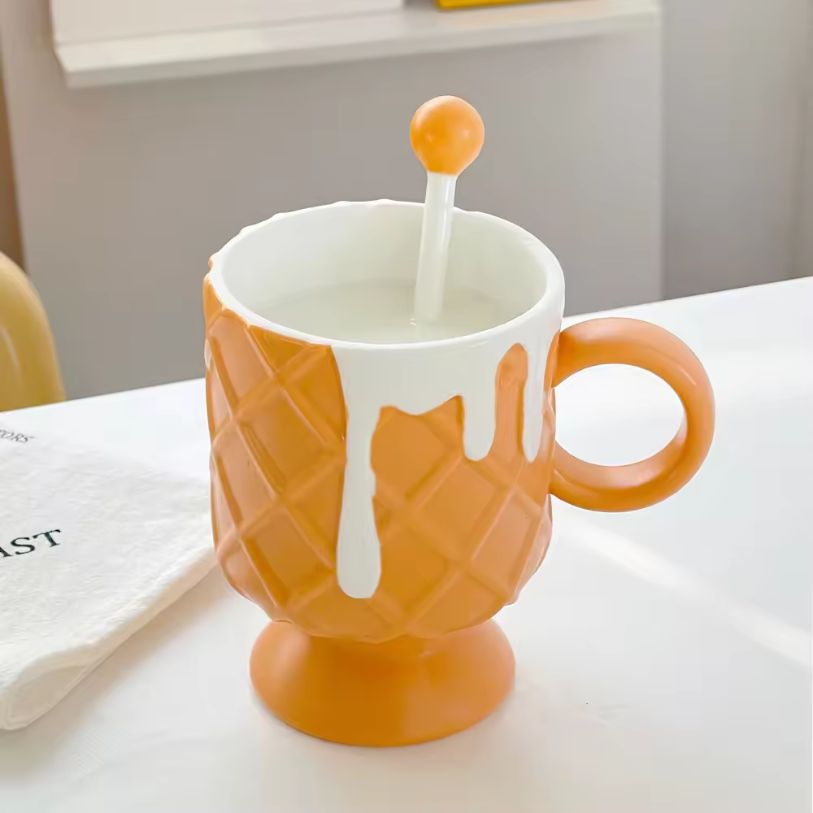 asse Kawaii Crème Glacée avec Cuillère - Marron
